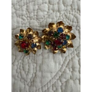 Vintage Barclay 12K gold filled multicolor rhinestone brooches, set.